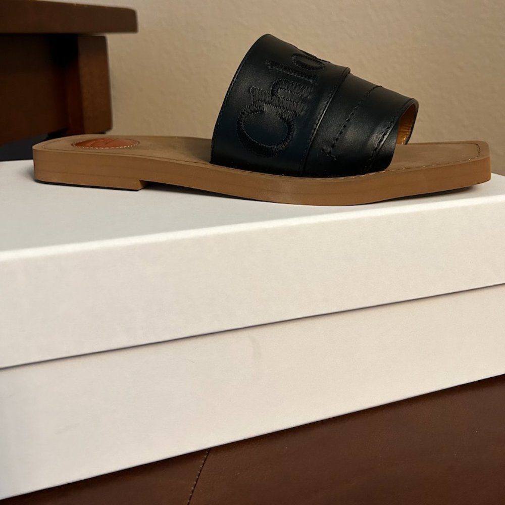 Chloe Woody Sandal, Size 40 EU, Black Leather, Never worn